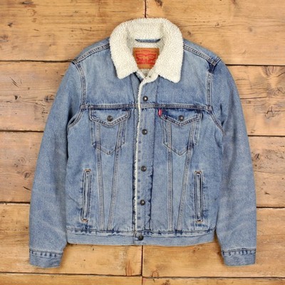 Levis Jeansjacke S Herren Stonewash blau Levi's Trucker Sherpa gefüttert Western