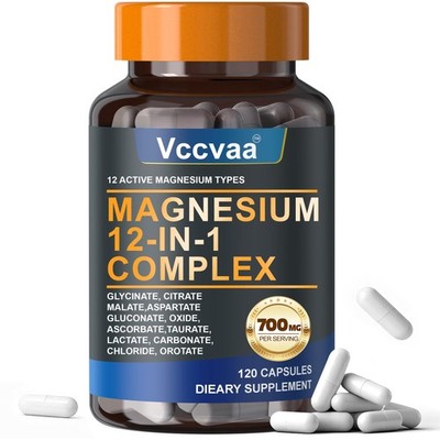 Magnesium Complex 700mg | 12-in-1 High Absorption Supplement | Glycinate, Citrat
