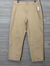Old Navy High Rise OG Chino Khaki Pants Womens L NWT Elastic Waistband