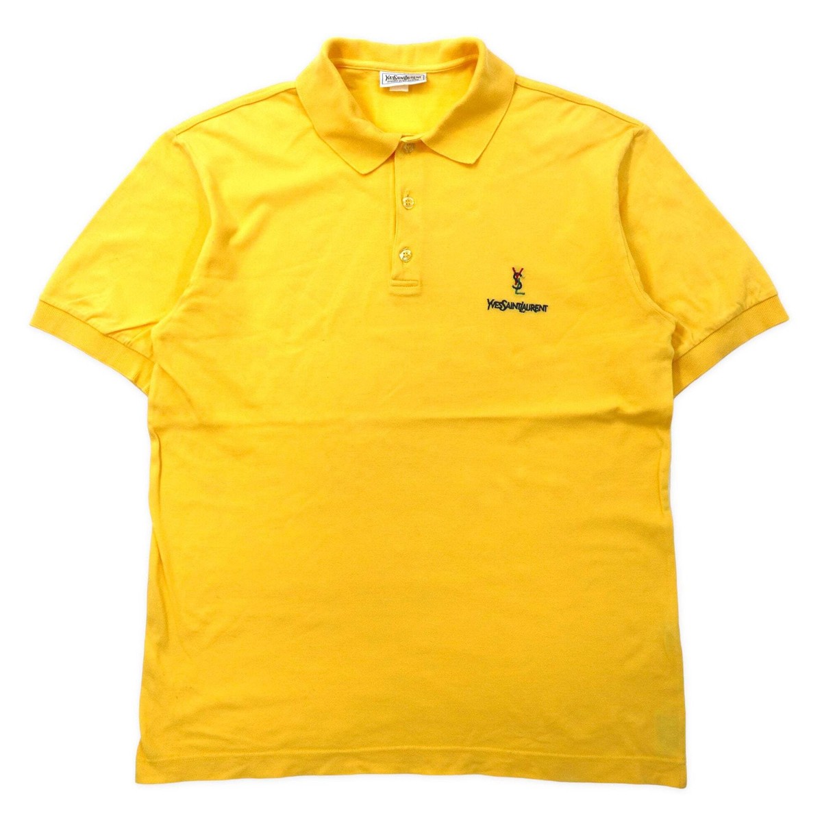 ビンテージ YVES SAINT LAURENT ロゴ刺繍ポロシャツ イエロー YVES SAINT LAURENT Italian Made Vintage YSL logo embroidery