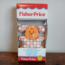 Giocattolo vintage 1982 Fisher Price 653 Soft Shakes cane peluche sonaglio raro