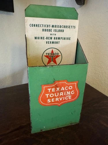 ORIGINAL Vintage TEXACO TOURING SERVICE Gas Oil Service Station Map Holder Sign
