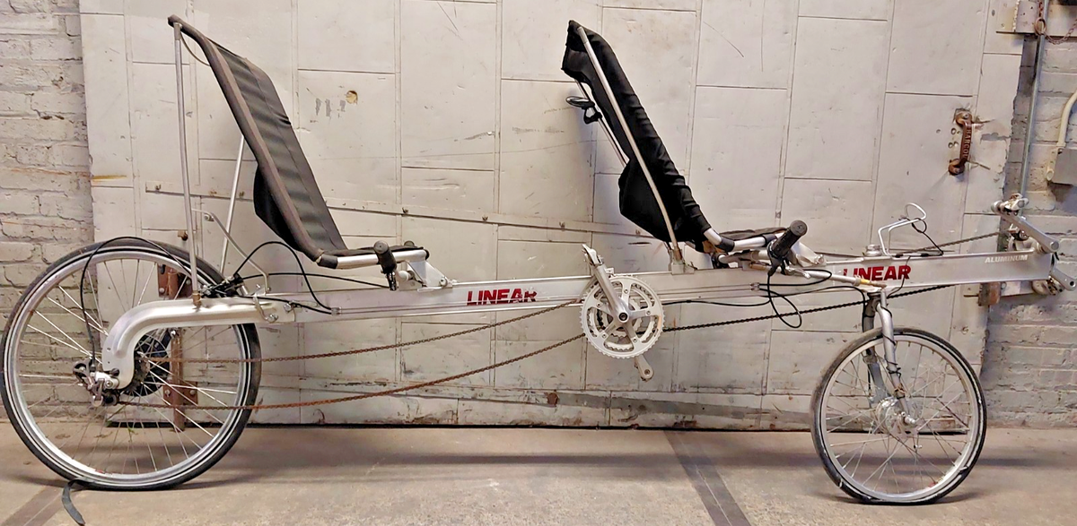 1995 Linear Tandem Recumbent Bike Shimano STX RX100 3x7 Aluminum