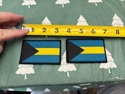 2 Patch Badge Printed Flag BS Bahamas Hook & Loop