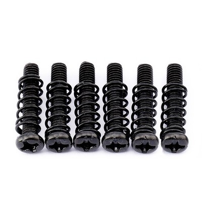 Musiclily Pro 6 Set Black M3x16mm Metric Steel Guitar Bridge Saddle Screw Spring