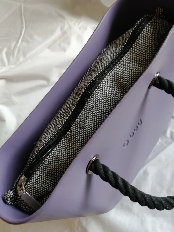 O bag MINI - Borsa Nuova Originale O bag col. VIOLA Int. GRIGIO Manici CORDA - Immagine 4 di 4