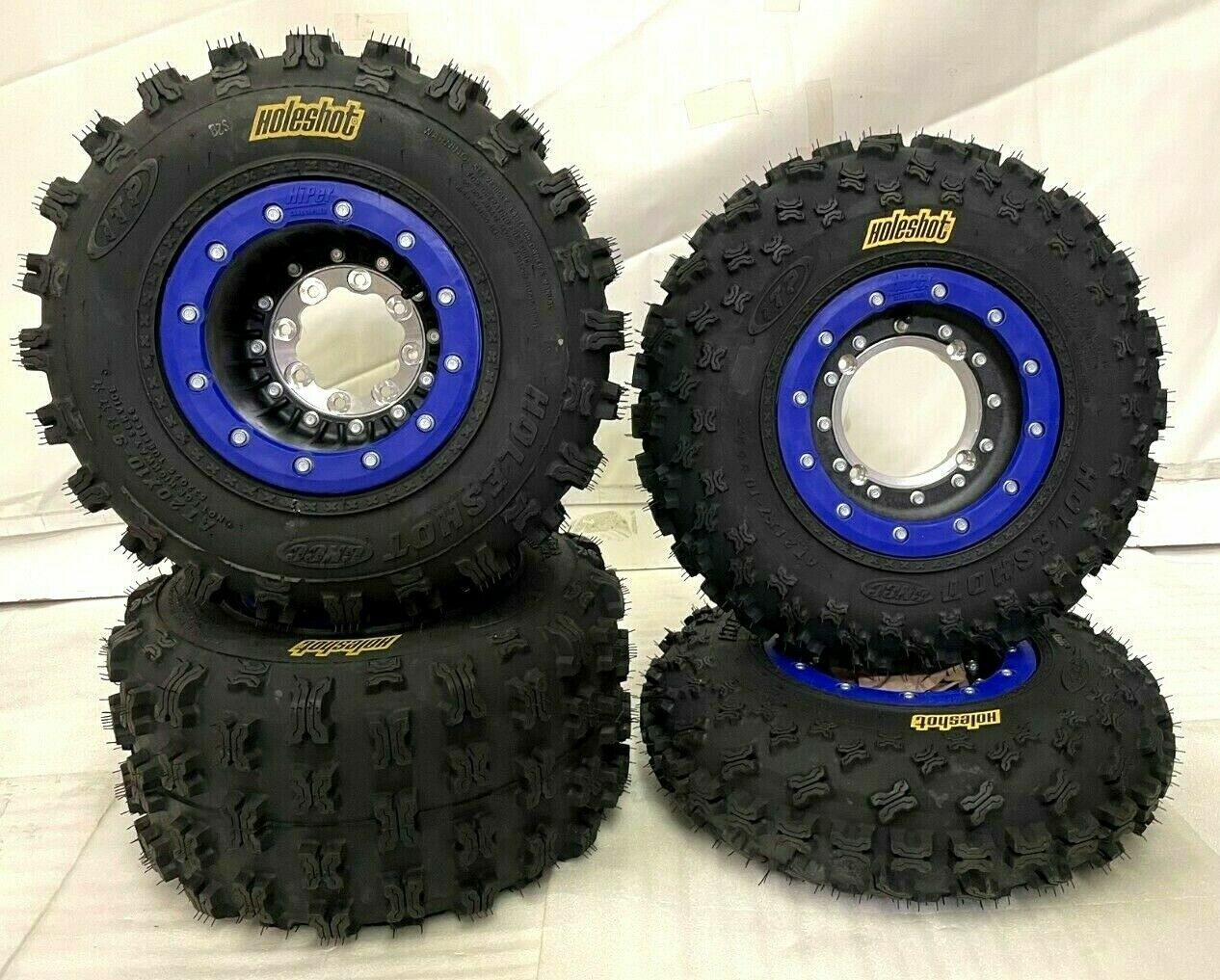 Hiper Tech 3 Beadlock Wheels ITP GNCC Tires Front Rear Rim Kit TRX 450R