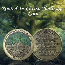 Rooted in Christ Faith-Based Christian Challenge Coin  Bible Verse Coin Gifts