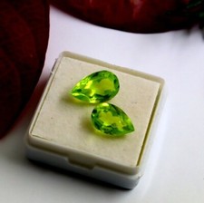 10x7 MM Pear Cut Pair Natural Green Peridot GIE Certified Faceted Loose Gemstone