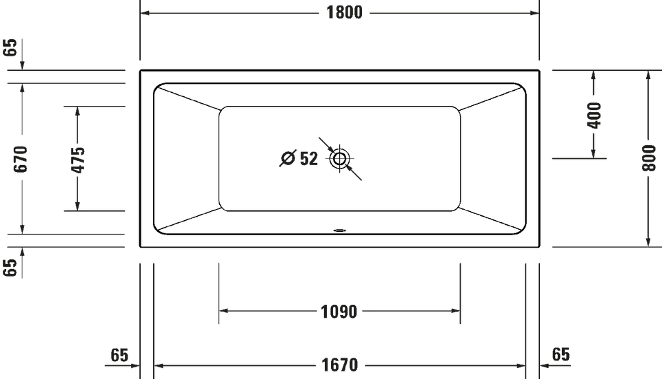 Duravit No.1 1800x800mm Bathtub Double Ended White And Support Frame 580x40x115m - Image 3 of 4