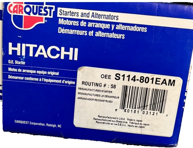 Hitachi S114-801EAM Starter Motor For 1996-1999 Infiniti I30, 1995-1999 Maxima - Изображение 2 из 2