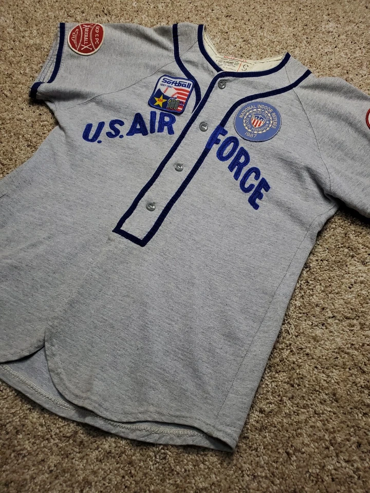 Vintage Wilson's US Air Force Baseball Jersey Small Adults Gray USA Made 1980s - Image 2 of 4