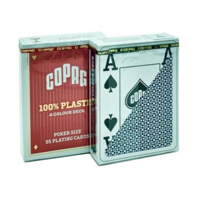 Copag 4 Farben Pokerkarten - 2 Decks + Cut Card - Jumbo Index - rote, blaue Rückseiten