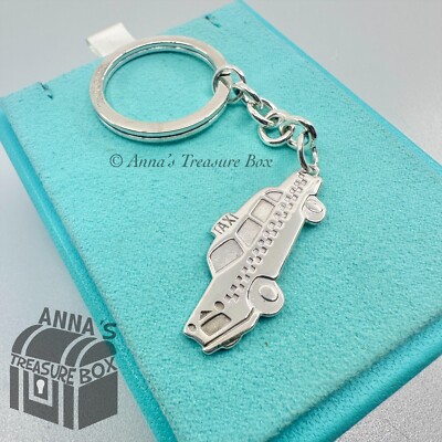 Tiffany & Co. 925 Silver Taxi Cab Charm Keychain Keyring (pouch