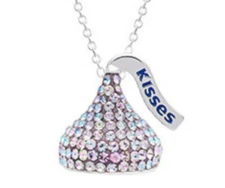 NWT - HERSHEY'S KISSES Women's KISS Silver/Blue/Purple CRYSTAL PENDANT NECKLACE