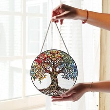 Tree of Life Stained Glass, Window Hanging Decor, Tree of Life Suncatcher