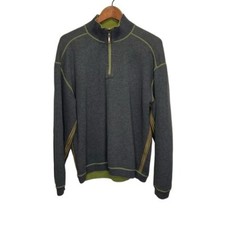 Tommy Bahama Reversible Grey Green 1/4 Zip Pullover Sweater Size Medium
