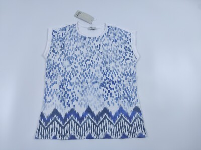 Boysen's T-Shirt Damen blau weiß Print Top Frontdruck gepunktet 36 38 40
