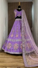 Lilac Bollywood Designer Ethnic Slub Silk Beautiful Lehenga Choli And Dupatta