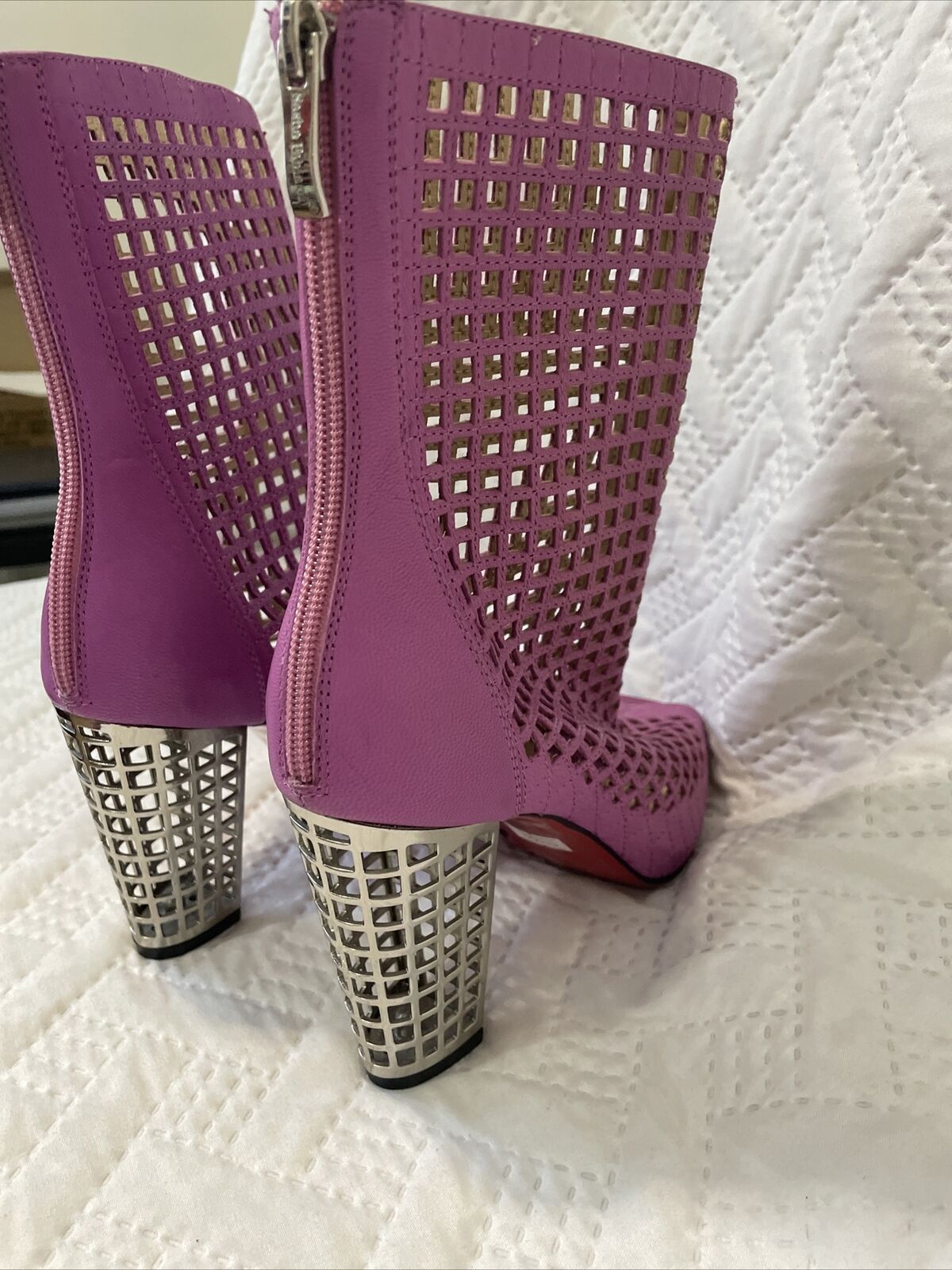 Sasha Fabiani Leather Peep Cut Out  Peep Tow Boot… - image 10