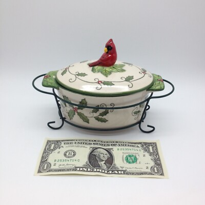 Temptations Tara Presentable Ovenware Cardinal 9 oz. Covered Baking Dish W/Rack