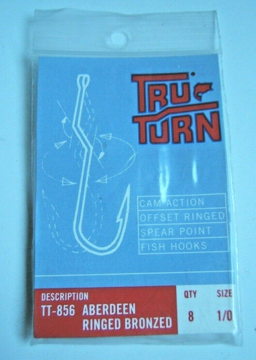 cam action fishing hook TRU-TURN TT-856 SIZE1/0 ABERDEEN BRONZED CAM ACTION FISH FISHING BAIT HOOKS  8pk