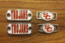 2  USC Trojans NCAA Paracord Charms Oval or Mini Dog Tag shoelace charms