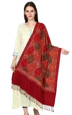 Intricate Border Large Kani Jamavar Wool Shawl Paisley Wrap Scraf/Stole Blanket