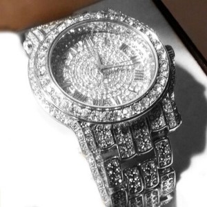 iced out watch silver
