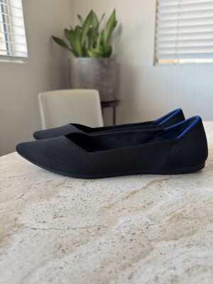 ROTHY S  THE POINT  WOMEN S SOLID BLACK BALLET FLATS POINTED TOE SHOES SZ US 9½