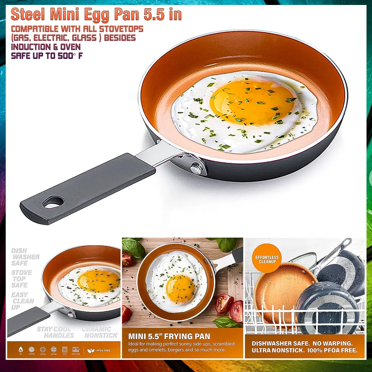 Mini Egg Pan with Nonstick Titanium & Ceramic Coating - 5.5, Stay
