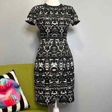 J Crew Blurred Ikat Black White Sheath Dress 0 Work Cocktail 