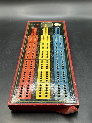 Vintage 1940s Hamilton's wood cribbage board-storage for pegs - 第 1/8 張圖片