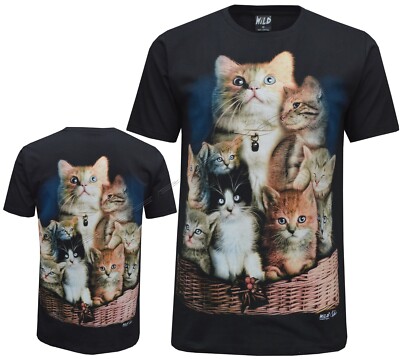Neu Damen Frauen Kätzchen Katzen süß Tier T-Shirt, Front & Rücken Print M - 3XL