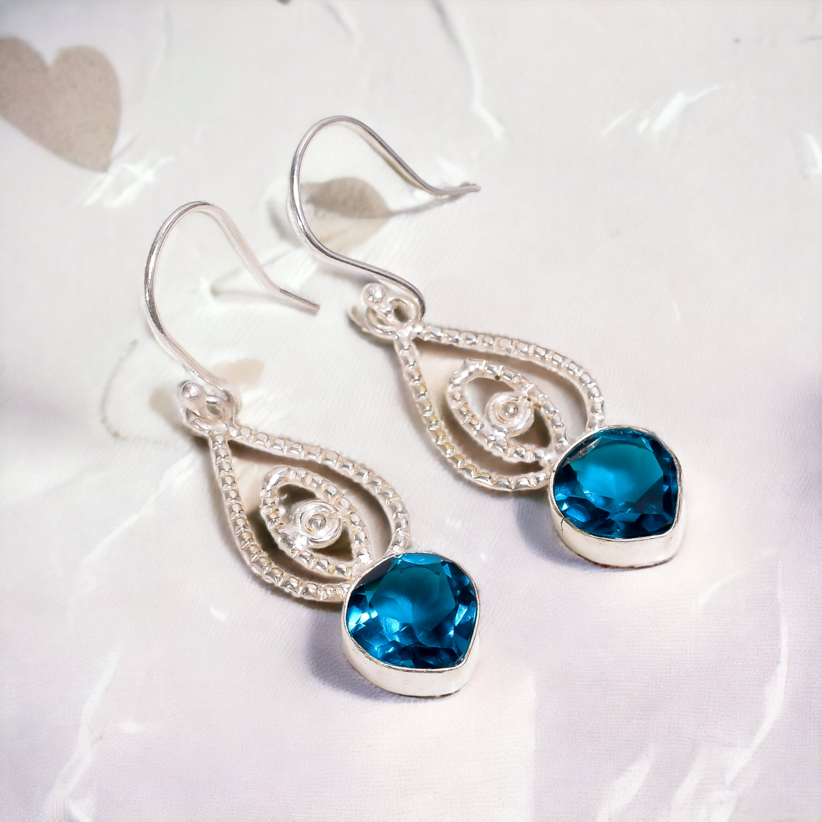 Natural London Blue Topaz Gemstone Drop/Dangle Earrings 925 Sterling Silver