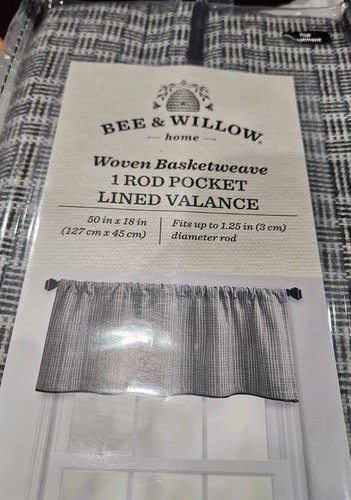 NEW LOT OF (2) BEE & WILLOW HOME WOVEN BASKETWEAVE ROD POCKET LINED VALANCES - Picture 6 of 7
