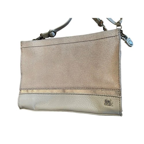 The Sak Glitzer Roségold Leder Reißverschluss Verschluss Handtasche Umhängetasche - Bild 12 von 12