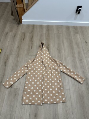 Anthropologie FIELD FLOWER Dotted Polka Dot Wool Sweater Coat Hooded Med 