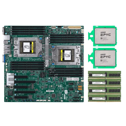 Supermicro H11DSI Motherboard + 2x AMD EPYC 7B12 CPU 64C + 16x 8GB 2666MHz RDIMM