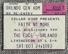 Vintage Faith No More Angel Dust Tour Ticket Stub The Edge Orlando 10/24/92