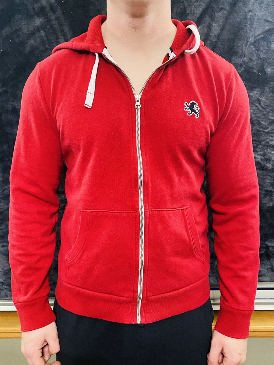 Red zipper hooded best sale sweatshirt