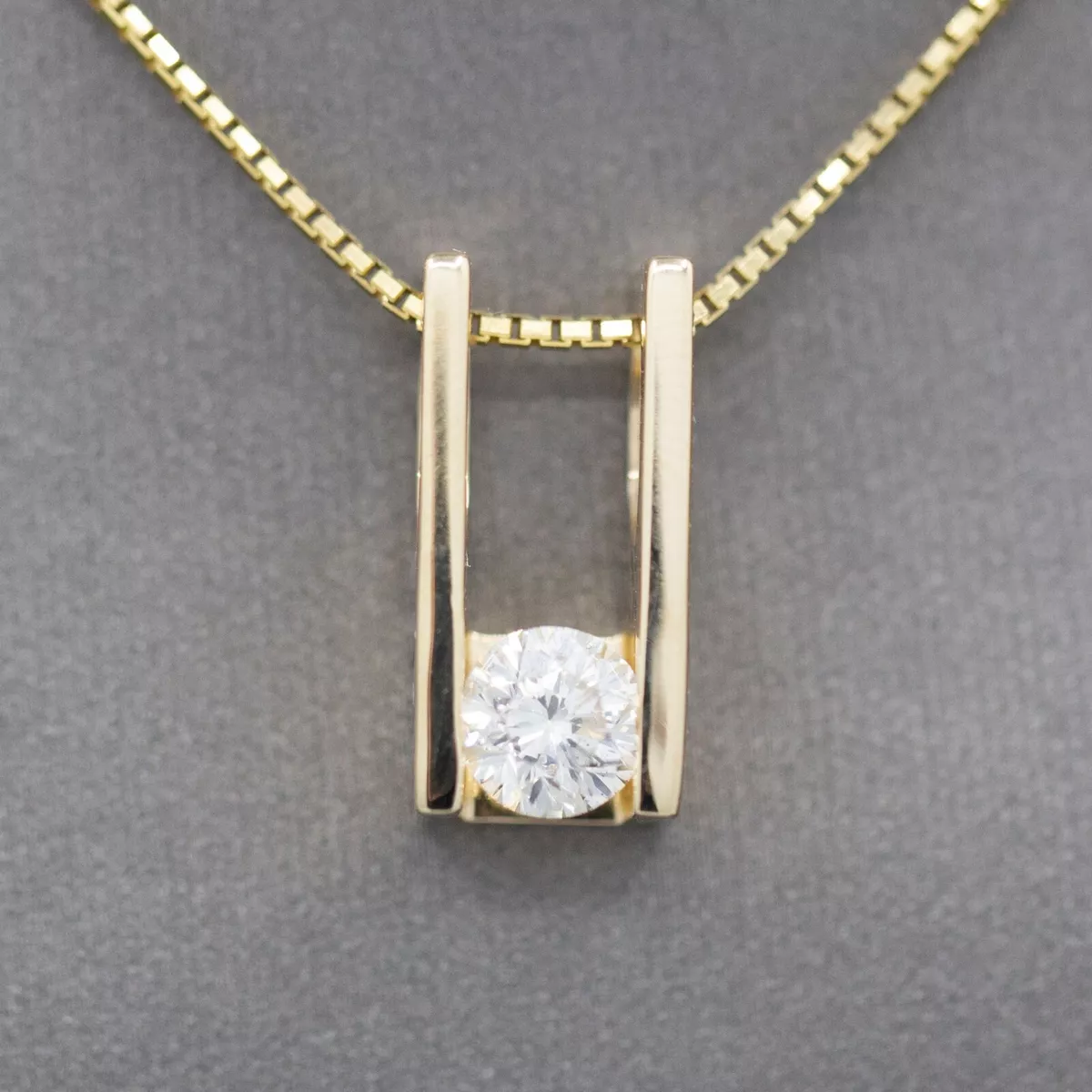 Brilliant Modern Tension Set Diamond Pendant Necklace in 14k Yellow Gold