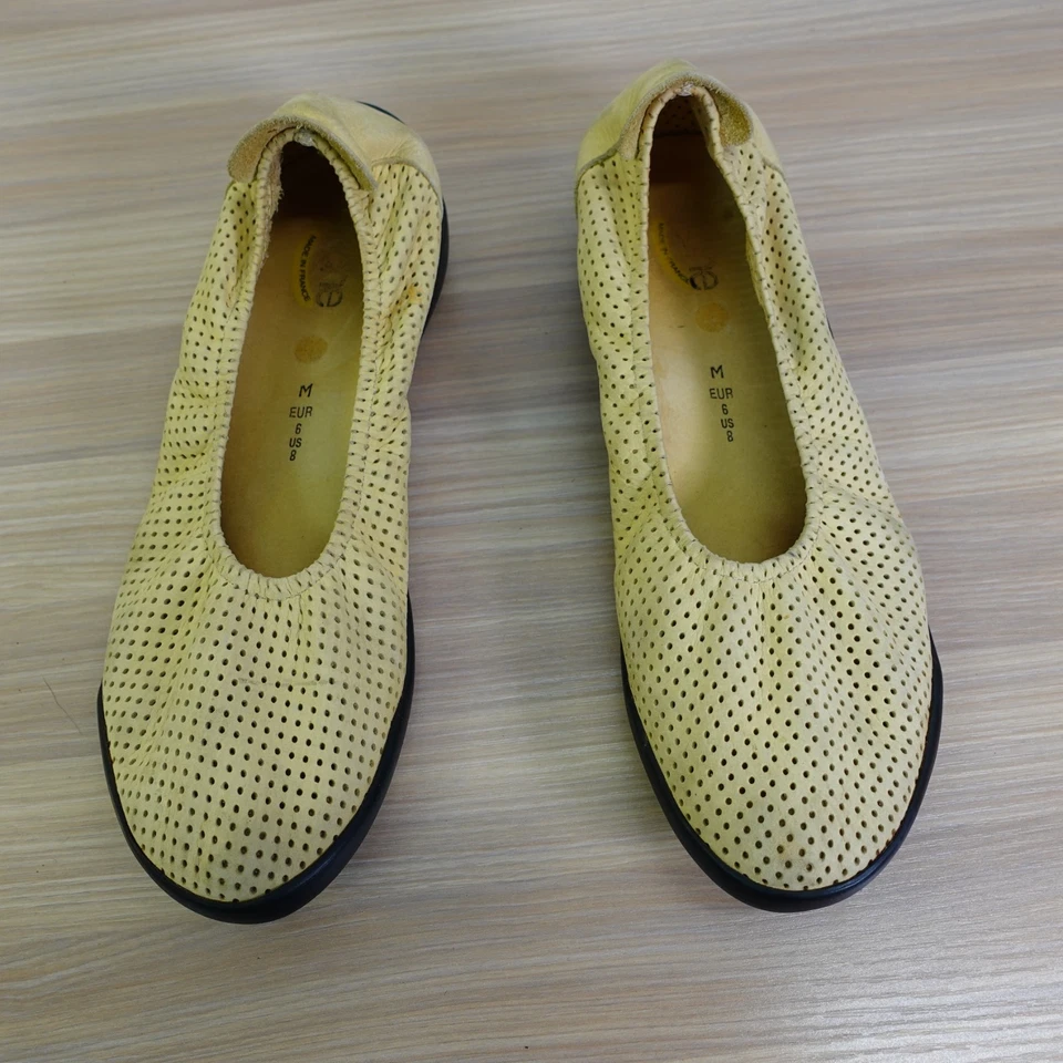 ARCHE Ballerina Lilly Flats Womens 8 M Yellow Perforated Leather Slip On FRANCE - Image 2 of 4