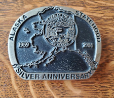Alaska Silver Anniversary 1959-1984 Statehood Bronze Belt Buckle