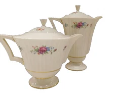 Lenox "Pavlova" Coffee Pot, Tea Pot, creamer, sugar and cups