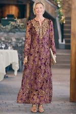 Soft Surroundings Women’s Solara Velvet Burnout Maxi Dress Windsor Wine , Sizes.