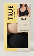 True  Co Women's Wirefree Bra 2-Pack Black Nude S XL New Lightweight Comfortabl