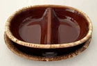 VINTAGE HULL BROWN DRIP DEVIDED SERVING DISH & PLATTER