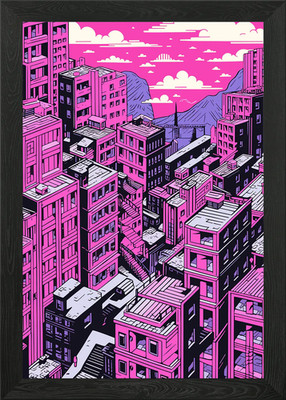 Lofi Pink Retro Framed Wall Art Poster Canvas Print Picture