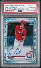 2020 BOWMAN DRAFT CHROME DRAFT PICKS AUTOS #CDAEC EVAN CARTER 21/71 PSA 10 AUTO